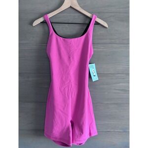 FLEO Open Back Bodysuit Jumpsuit One Piece Romper‎ Shorts Pink Size Medium NWT